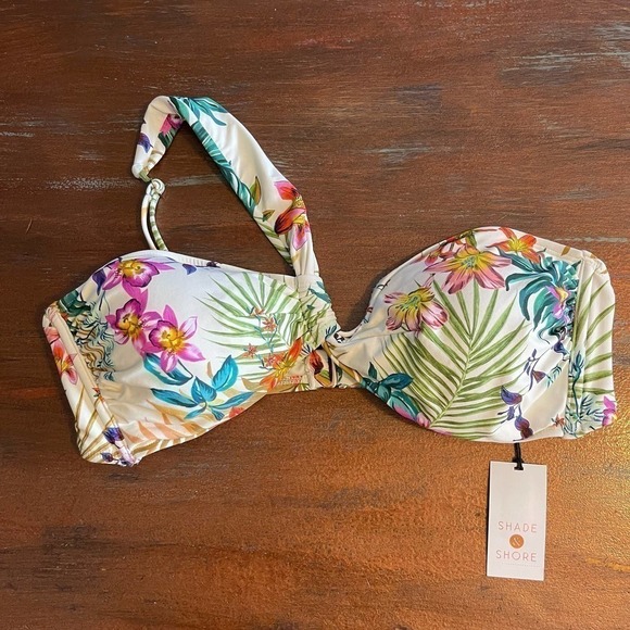 NWT Shade & Shore Women's Swimwear Floral Bikini Top Size XL - Picture 2 of 6